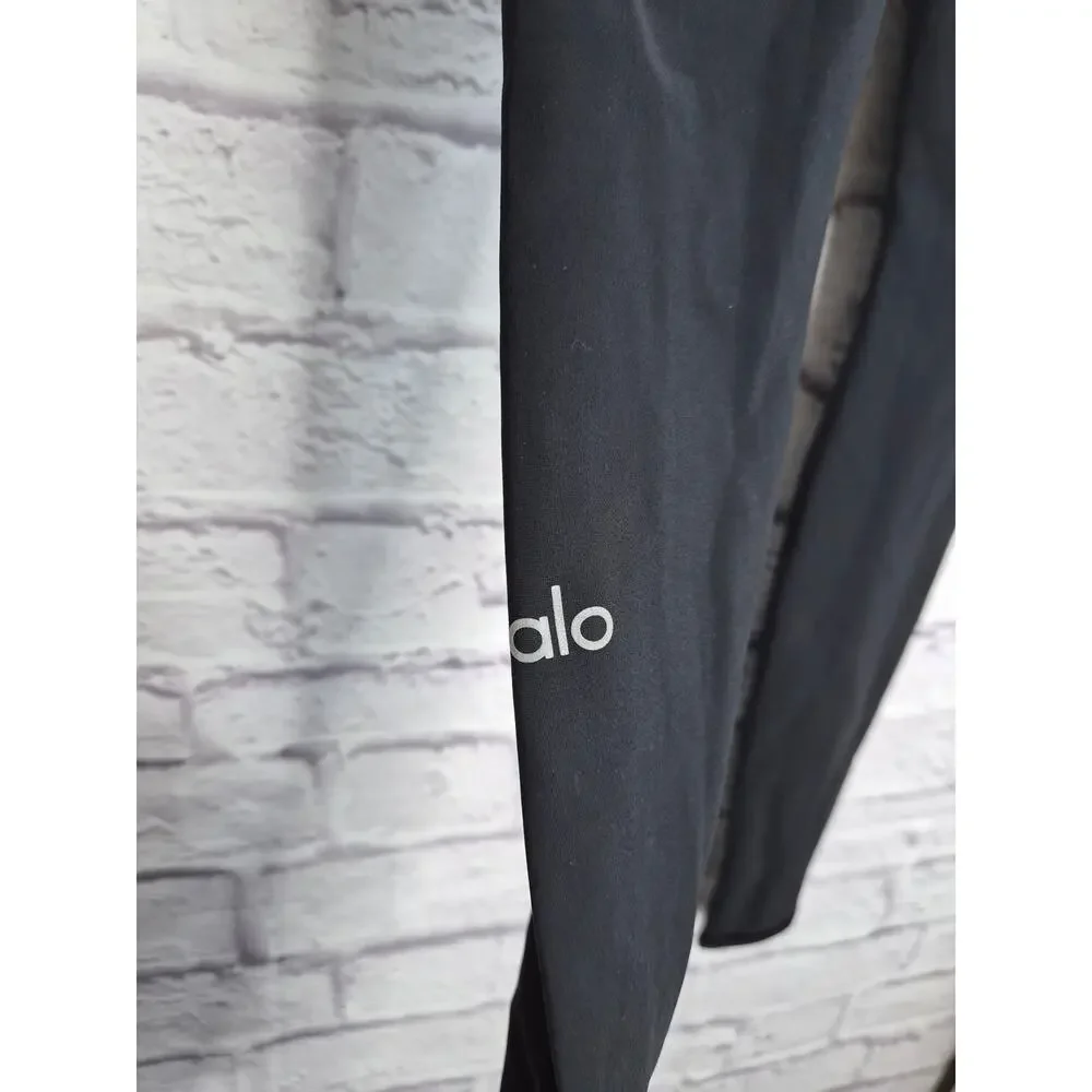 Alo Yoga High Waist Ripped Leggings Black XS Cutout Distressed Yoga Pants.